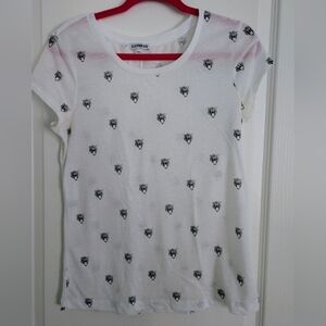 Express White Tiger Head All-Over Print T-Shirt Medium Soft Slub Knit